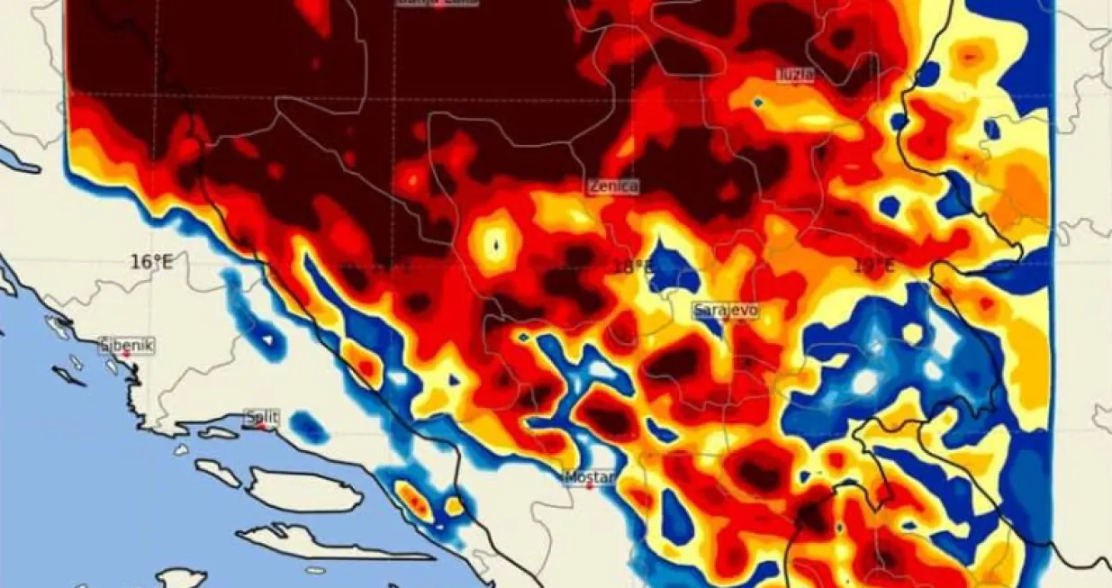 Prognoza, količina padavina u BiH/PrtSc/