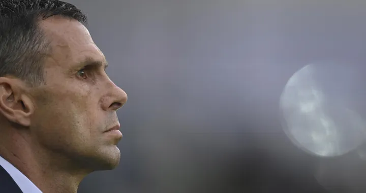 epa09992583 Greece's head coach Gustavo Poyet reacts during the UEFA Nations League soccer match between Northern Ireland and Greece at Windsor Park in Belfast, Northern Ireland, Britain, 02 June 2022. EPA/MARK MARLOW