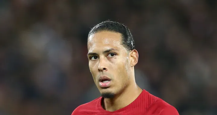 epa10383026 Virgil Van Dijk of Liverpool reacts during the English Premier League soccer match between Liverpool FC and Leicester City in Liverpool, Britain, 30 December 2022. EPA/Adam Vaughan EDITORIAL USE ONLY. No use with unauthorized audio, video, data, fixture lists, club/league logos or 'live' services. Online in-match use limited to 120 images, no video emulation. No use in betting, games or single club/league/player publications