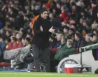 epa10387725 Arsenal manager Mikel Arteta reacts during the English Premier League soccer match between Arsenal London and Newcastle United in London, Britain, 03 January 2023. EPA/Neil Hall EDITORIAL USE ONLY. No use with unauthorized audio, video, data, fixture lists, club/league logos or 'live' services. Online in-match use limited to 120 images, no video emulation. No use in betting, games or single club/league/player publications