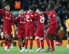 epa10394725 Darwin Nunez of Liverpool celebrates scoring the 1-1 goal during the 3rd round FA Cup soccer match between Liverpool and Wolverhampton Wanderers at Anfield in Liverpool, Britain, 07 January 2023. EPA/ADAM VAUGHAN