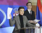 Predsjednica Narodne skupštine Srbije Ana Brnabić podnijela je u srijedu 100 potpisa poslanika vladajuće većine za održavanje savjetodavnog referenduma o povjerenju predsjedniku Aleksandru Vučiću te održala pres-konferenciju u Beogradu/Filip Stevanović