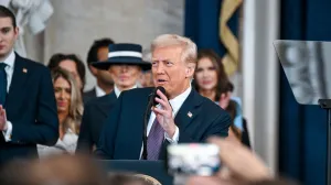 Jan 20, 2025; Washington, DC, USA; President-elect Donald J. Trump speaks after being sworn in during the ceremony for the inauguration of Donald Trump as the 47th president of the United States takes place inside the Capitol Rotunda of the U.S. Capitol building in Washington, D.C., Monday, January 20, 2025. It is the 60th U.S. presidential inauguration and the second non-consecutive inauguration of Trump as U.S. president. Mandatory Credit: Kenny Holston-Pool via Imagn Images/Sipa USA Photo: USA TODAY/SIPA USA/Usa Today/sipa Usa