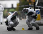 epa08650556 Forensics gather evidence inside a cordon near Hurst Street, following a major stabbing incident in the centre of Birmingham, Britain 06 September 2020. Police has confirmed that one man was killed and two people were critically injured during a 'random' stabbing attack last night. EPA/NEIL HALL/Neil Hall