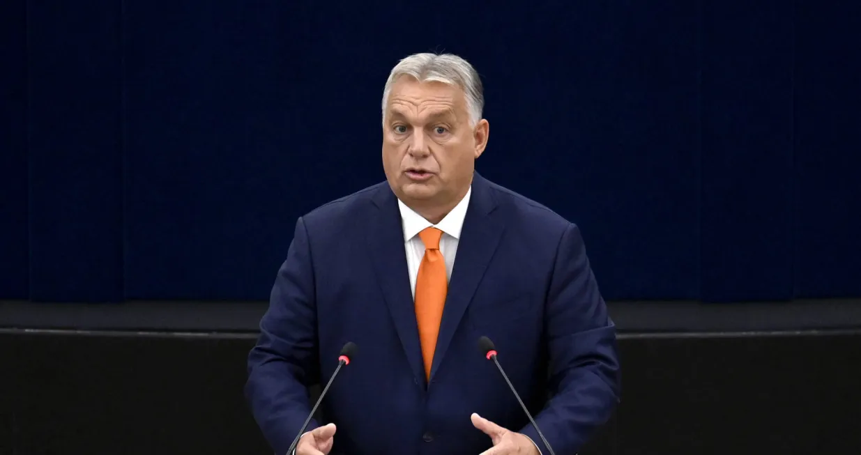 Ungarns Ministerpr?sident Viktor Orban Fidesz spricht im EU-Parlament in Stra?burg. Stra?burg, 09.10.2024 Grand Est Frankreich *** Hungarys Prime Minister Viktor Orban Fidesz speaks at the EU Parliament in Strasbourg Strasbourg, 09 10 2024 Grand Est France Copyright: xDwixAnoraganingrumx Photo: IMAGO/Dwi Anoraganingrum/IMAGOSTOCK&PEOPLE/Imago/dwi Anoraganingrum/imagost