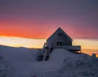 epa09112940 A view of a Sunset in Nuuk, Greenland, 02 April 2021 (Issued 03 April 2021). The Danish autonomous territory Greenland will hold parliamentary elections on 06 April 2021. EPA/Emil Helms DENMARK OUT/Emil Helms