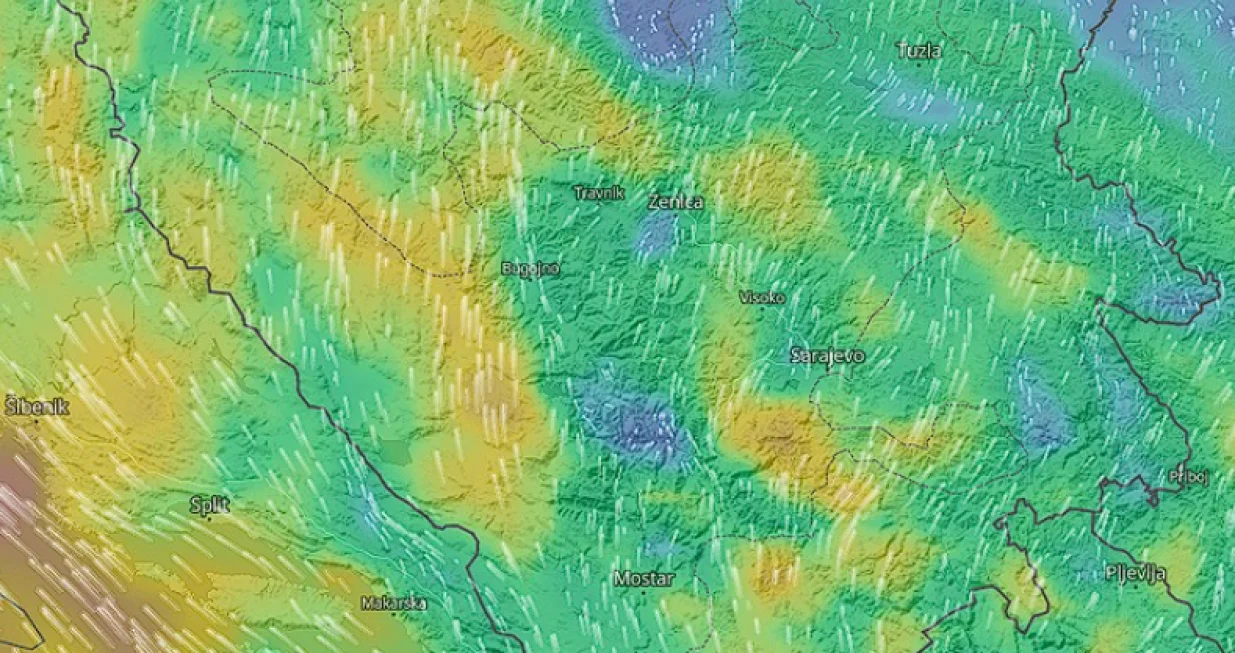 Vremenska prognoza, udari vjetra u BiH, vrijeme, vjetar/Bh Meteo