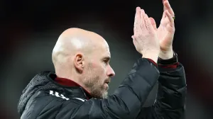 epa10387876 Manchester United Manager Erik ten Hag reacts following the English Premier League soccer match between Manchester United and AFC Bournemouth, in Manchester, Britain, 03 January 2023. EPA/ADAM VAUGHAN EDITORIAL USE ONLY. No use with unauthorized audio, video, data, fixture lists, club/league logos or 'live' services. Online in-match use limited to 120 images, no video emulation. No use in betting, games or single club/league/player publications.