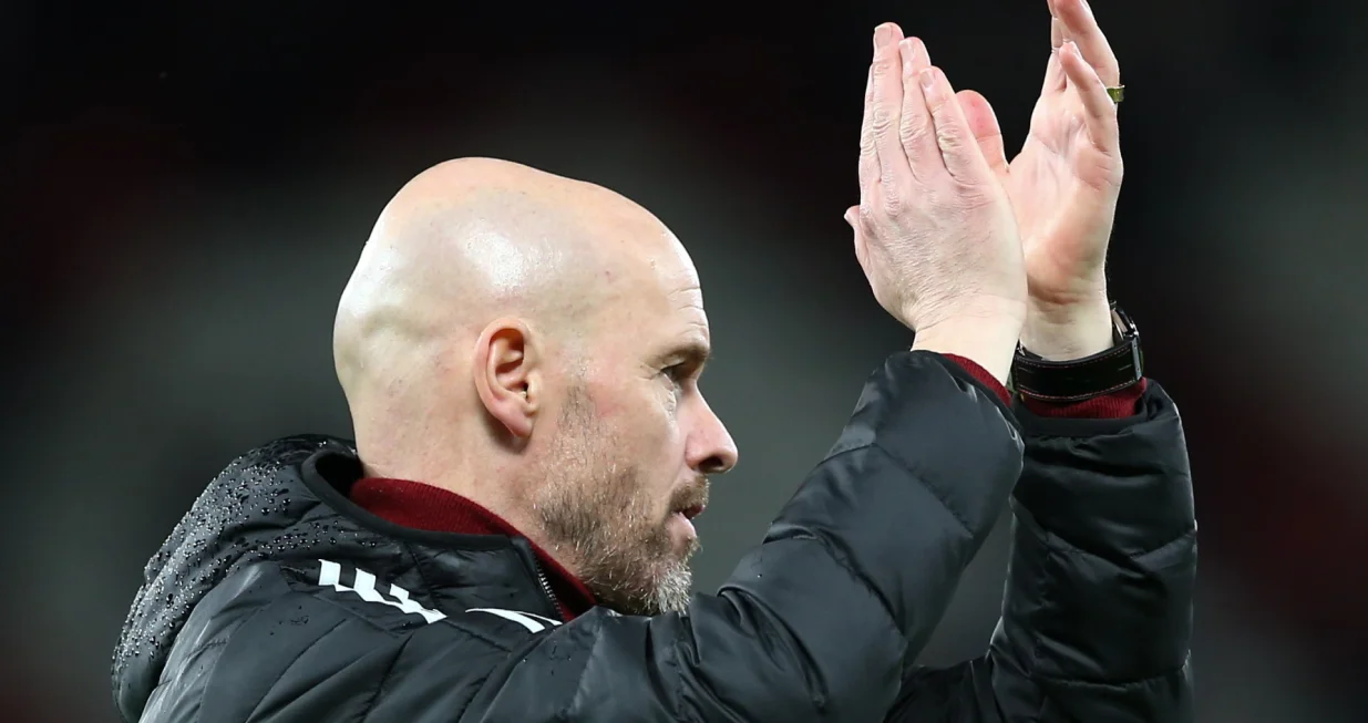 epa10387876 Manchester United Manager Erik ten Hag reacts following the English Premier League soccer match between Manchester United and AFC Bournemouth, in Manchester, Britain, 03 January 2023. EPA/ADAM VAUGHAN EDITORIAL USE ONLY. No use with unauthorized audio, video, data, fixture lists, club/league logos or 'live' services. Online in-match use limited to 120 images, no video emulation. No use in betting, games or single club/league/player publications.