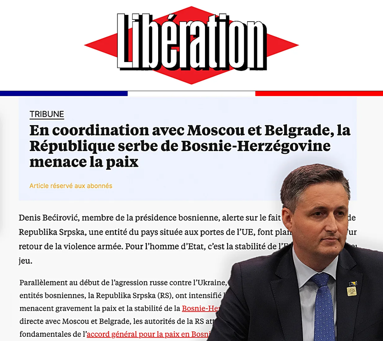 denis bećirović, autorski tekst, liberation, francuska//