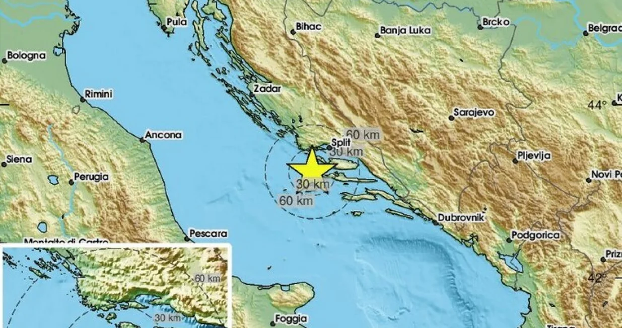 Epicentar je bio kod otoka Šolte, 22 km od Splita/EMSC/Emsc