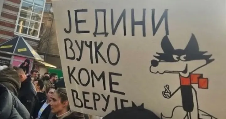 Vučko u Srbiji na protestima/Društvene Mreže