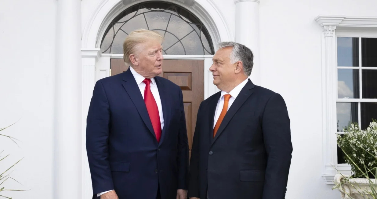 epa10103157 A handout photo made available by the Hungarian PM's Press Office shows Former US President Donald J. Trump (L) welcoming Hungarian Prime Minister Viktor Orban at Trump's estate in Bedminster, New Jersey, USA, 02 August 2022. EPA/Vivien Cher Benko/Hungarian PM's Press Office HANDOUT HUNGARY OUT HANDOUT EDITORIAL USE ONLY/NO SALES/Vivien Cher Benko/Hungarian Pm's Press Office Handout
