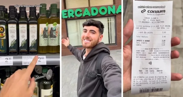 TIKTOKER Callum Ryan odlučio je otputovati u španiju kako bi kupio bocu maslinovog ulja za manje nego što košta u Ujedinjenom Kraljevstvu/Screenshot