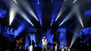 epa08096854 Serbian singer Zeljko Joksimovic performs on stage during the New Year celebrations in Sarajevo, Bosnia and Herzegovina, 31 December 2019. EPA/FEHIM DEMIR/Fehim Demir