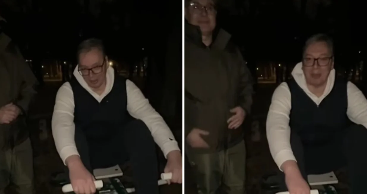 Aleksandar Vučić i Miloš Vučević teretana na otvorenom/Prtsc