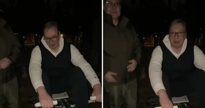 Aleksandar Vučić i Miloš Vučević teretana na otvorenom/Prtsc