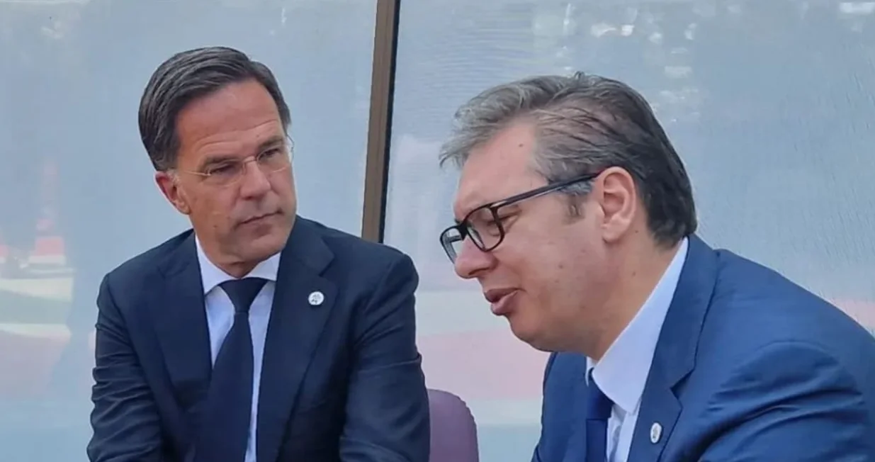 Mark Rutte, bivši nizozemski premijer i aktuelni generalni sekretar NATO-a sa predsjednikom Srbije Aleksandrom Vučićem/