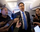 U.S. Secretary of State Marco Rubio speaks with the media on his military airplane as he flies to Jeddah, Saudi Arabia March 10, 2025. Rubio arrived in the Red Sea port city of Jeddah ahead of the talks with Ukrainian officials expected on March 11, leading a delegation including Mike Waltz, U.S. President Donald Trump's national security adviser.  SAUL LOEB/Pool via REUTERS/Saul Loeb