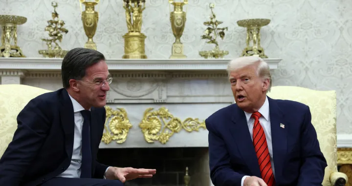U.S. President Donald Trump meets NATO Secretary General Mark Rutte, in the Oval Office at the White House in Washington, D.C., U.S., March 13, 2025. REUTERS/Evelyn Hockstein/Evelyn Hockstein