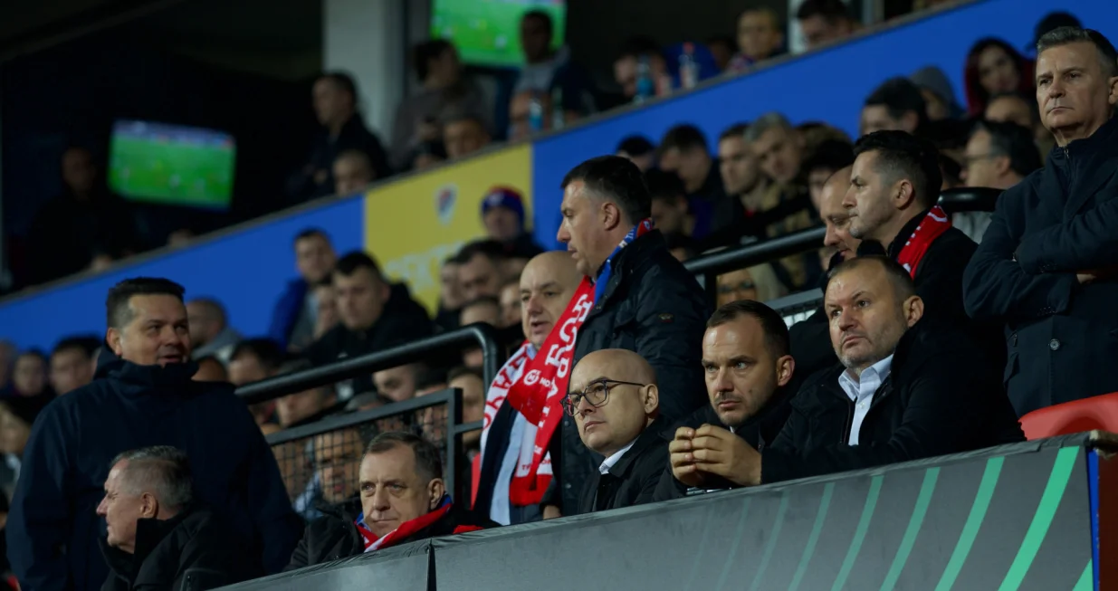 06.03.2025., Gradski stadion, Banja Luka (BiH) - U prvoj utakmici osmine finala Konferencijske lige Borac je u Banjaluci remizirao sa Rapidom iz Beca rezultatom 1:1. Strijelac za Rapid je bio hrvatski internacionalac Dion Beljo, dok je Borcu remi obezbjedio David Vukovic golom iz penala na kraju utakmice.Photo: Dejan Rakita/Pixsell Photo: Dejan Rakita/PIXSELL