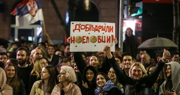 Studentima je sinoć u Beogradu priređen spektakularan doček/Anadolija/Anadolija