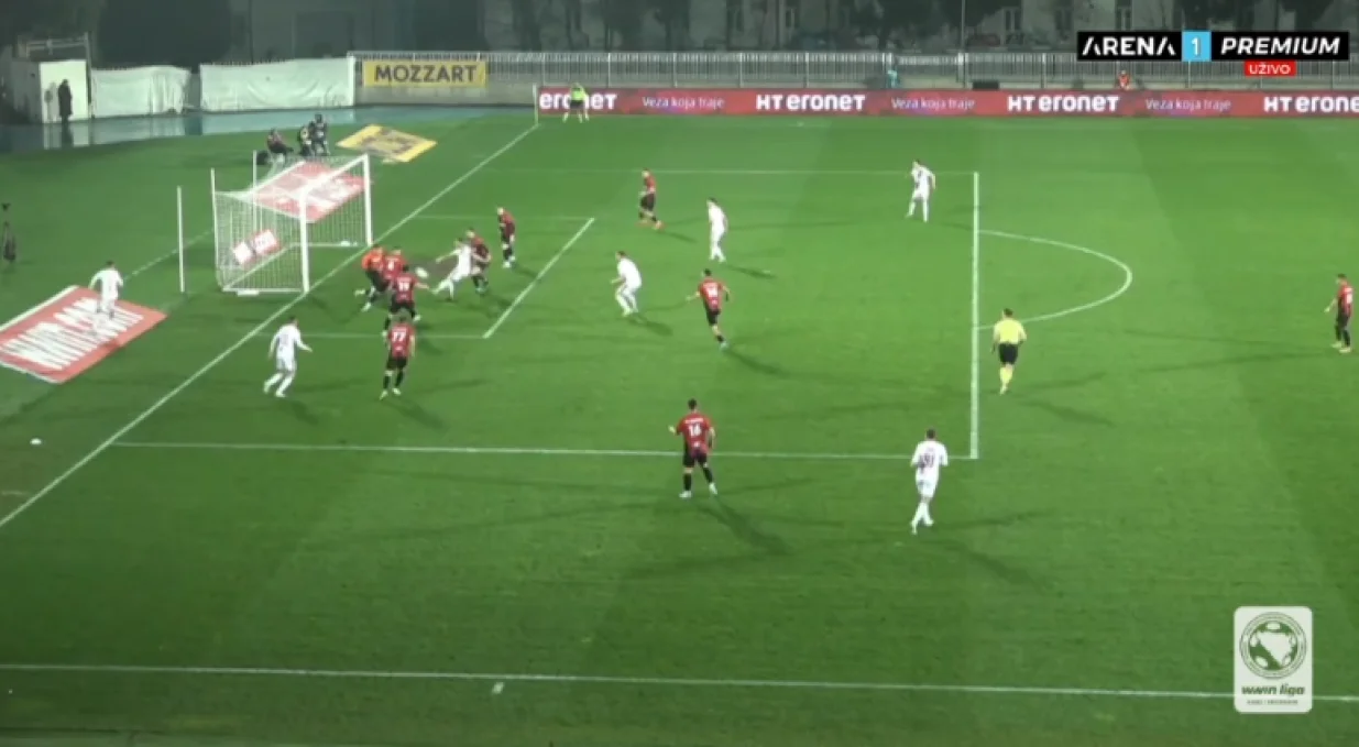 Zrinjski postiže treći pogodak na utakmici (FOTO: Screenshot - Arena Sport)