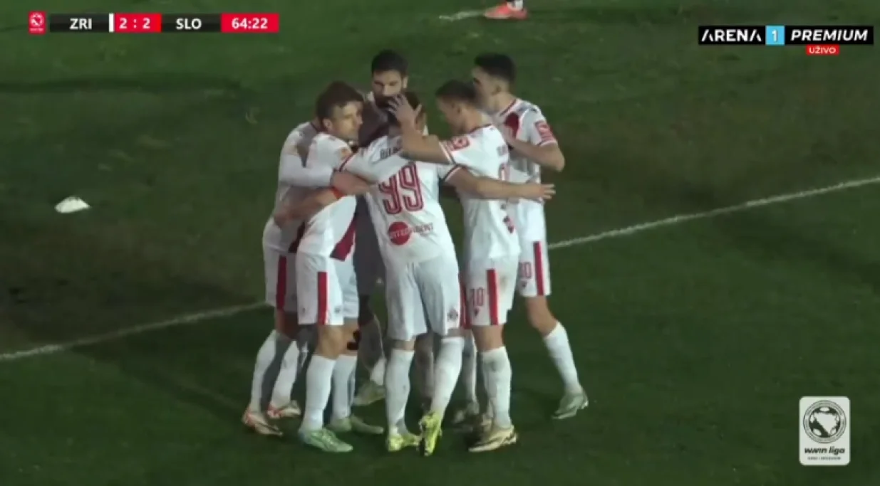 Zrinjski postiže treći pogodak na utakmici (FOTO: Screenshot - Arena Sport)