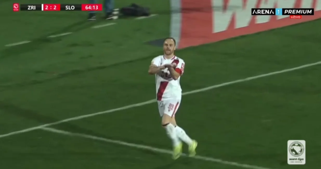 Zrinjski postiže treći pogodak na utakmici (FOTO: Screenshot - Arena Sport)