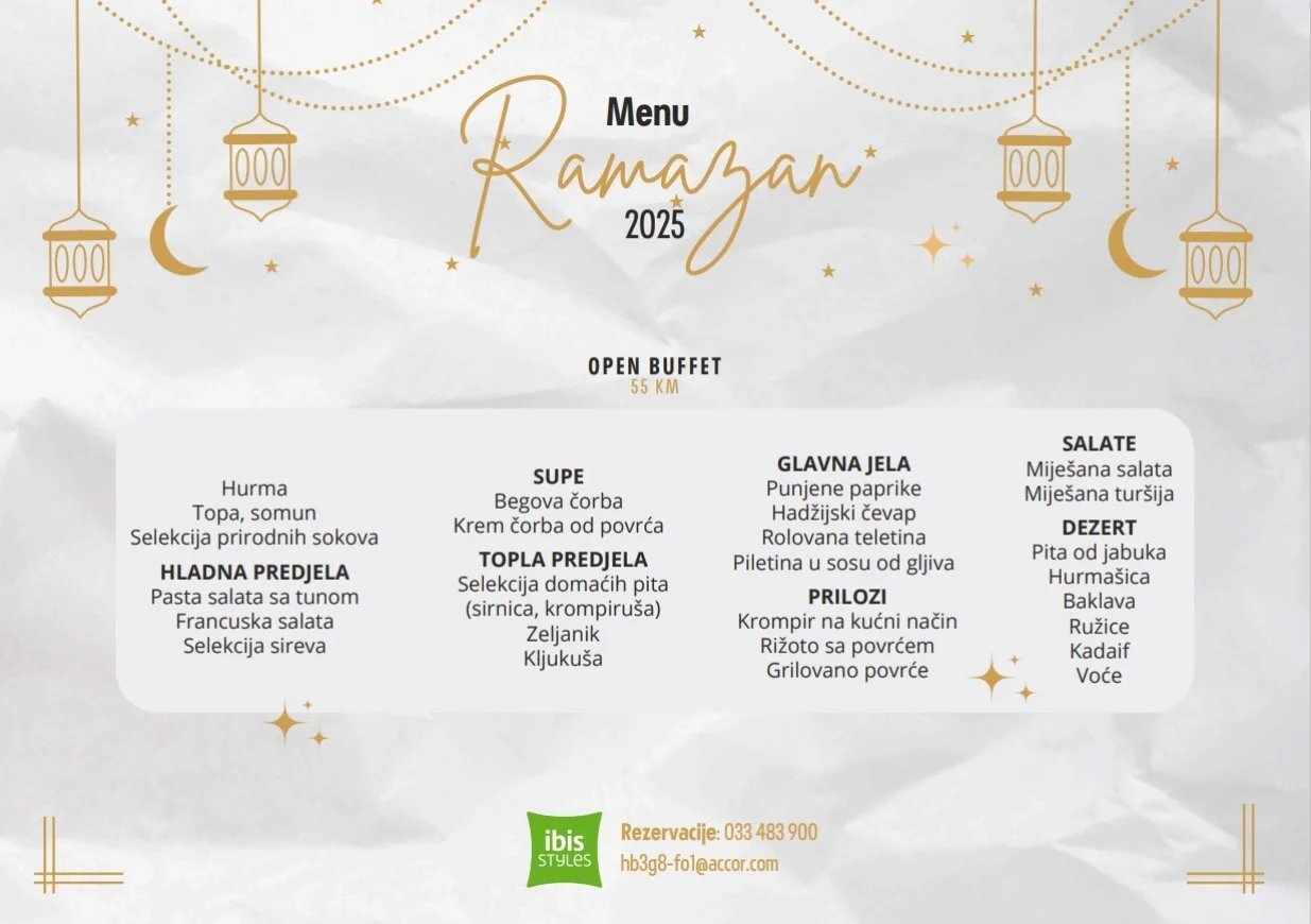 ibis Styles Sarajevo, ramazanski meni//