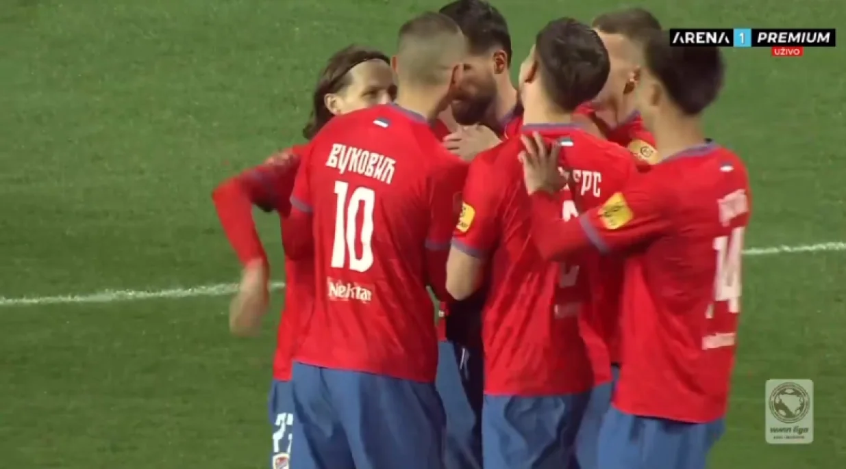 Prvi pogodak Borca na utakmici (FOTO: Screenshot - Arena Sport)