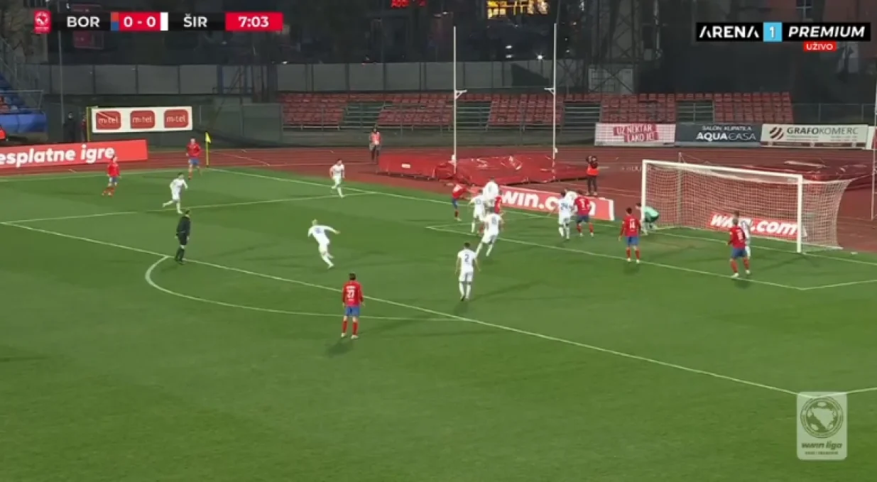 Prvi pogodak Borca na utakmici (FOTO: Screenshot - Arena Sport)