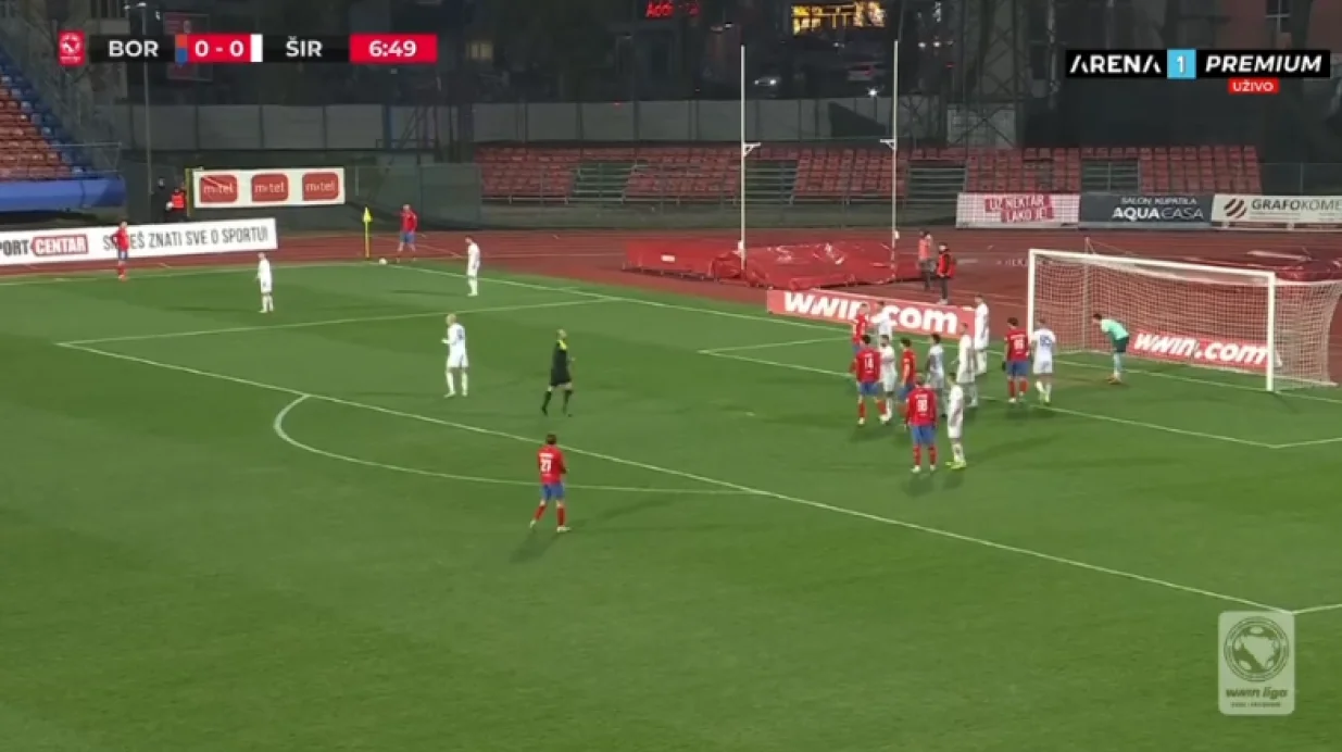 Prvi pogodak Borca na utakmici (FOTO: Screenshot - Arena Sport)