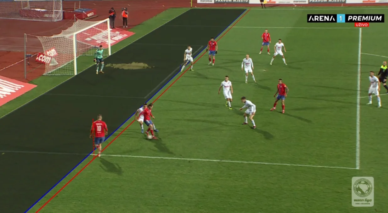 Treći pogodak Borca (FOTO: Screenshot - Arena Sport)