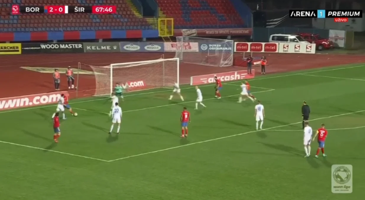 Treći pogodak Borca (FOTO: Screenshot - Arena Sport)