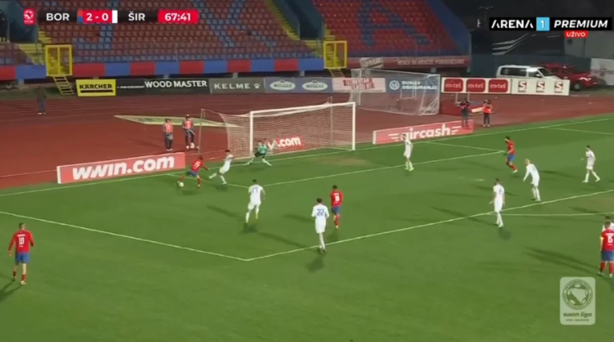 Treći pogodak Borca (FOTO: Screenshot - Arena Sport)