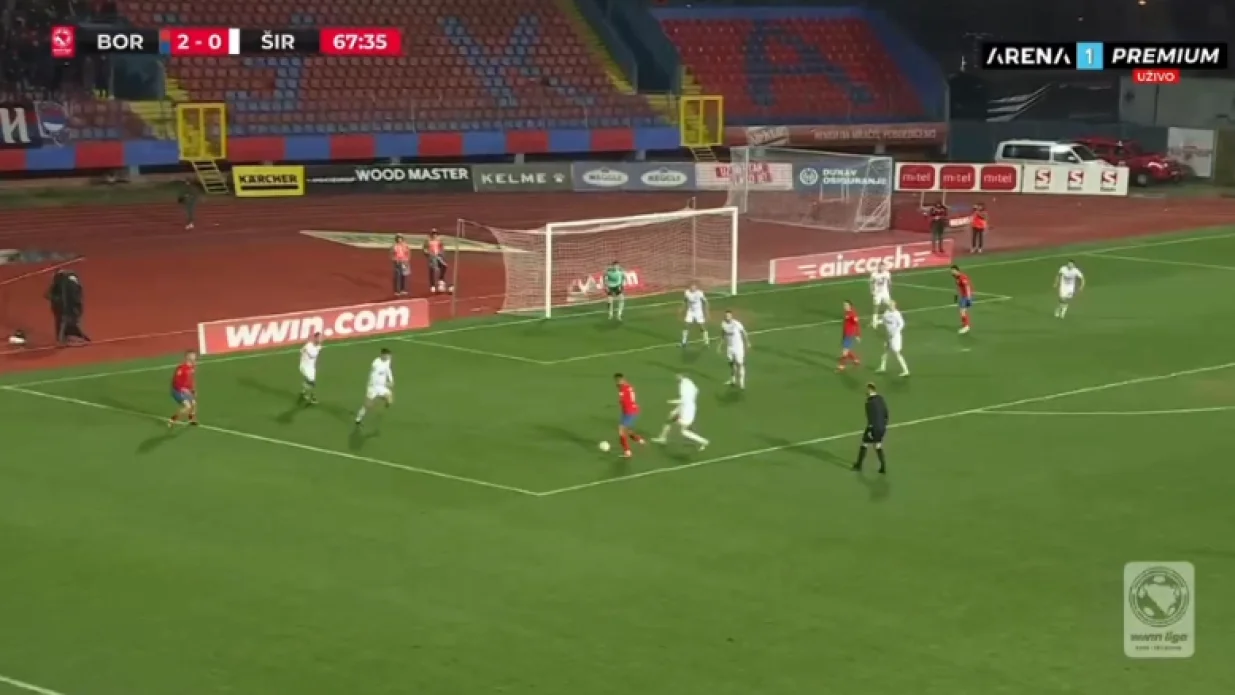 Treći pogodak Borca (FOTO: Screenshot - Arena Sport)