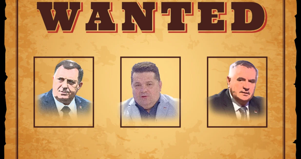 Lica sa potjernica, vizual za kolumnu, Milorad Dodik, Nenad Stevandić i Radovan Višković/Benjamin Krnić
