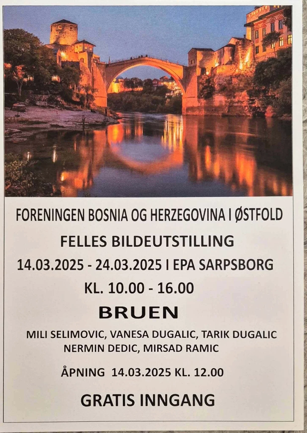 Izložba slika u Sarpsborgu; Udruženje građana BiH pokrajine Estføld//