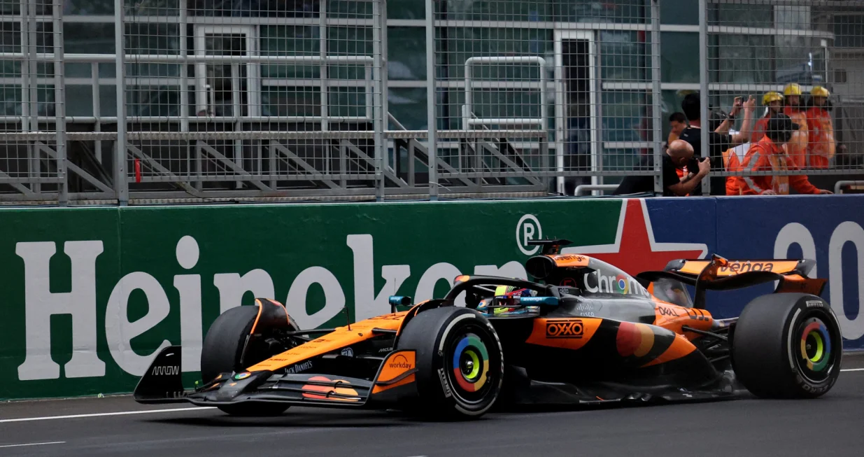 Formula One F1 - Chinese Grand Prix - Shanghai International Circuit, Shanghai, China - March 23, 2025 McLaren's Oscar Piastri in action before passing the chequered flag to win the Chinese Grand Prix REUTERS/Go Nakamura