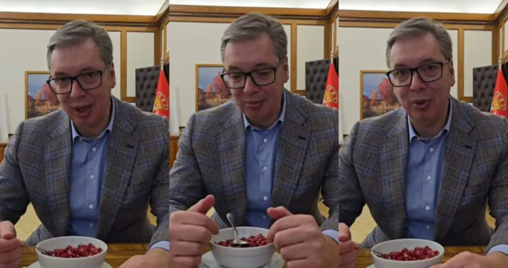 Aleksandar Vučić, predsjednik Srbije, jede nar, želi biti mlađi i ljepši/Prtsc