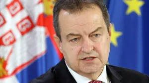 epa10347991 Serbia's Foreign Miniter Ivica Dacic and Iran's Foreign Minister Hossein Amir-Abdollahian (not pictured) address the media after their meeting in Belgrade, Serbia, 04 December 2022. Foreign Minister Hossein Amir-Abdollahian is on an official visit to Serbia. EPA/ANDREJ CUKIC/Andrej Cukic