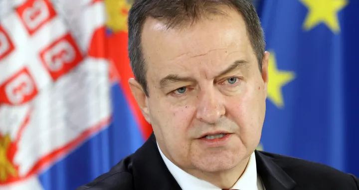 epa10347991 Serbia's Foreign Miniter Ivica Dacic and Iran's Foreign Minister Hossein Amir-Abdollahian (not pictured) address the media after their meeting in Belgrade, Serbia, 04 December 2022. Foreign Minister Hossein Amir-Abdollahian is on an official visit to Serbia. EPA/ANDREJ CUKIC/Andrej Cukic