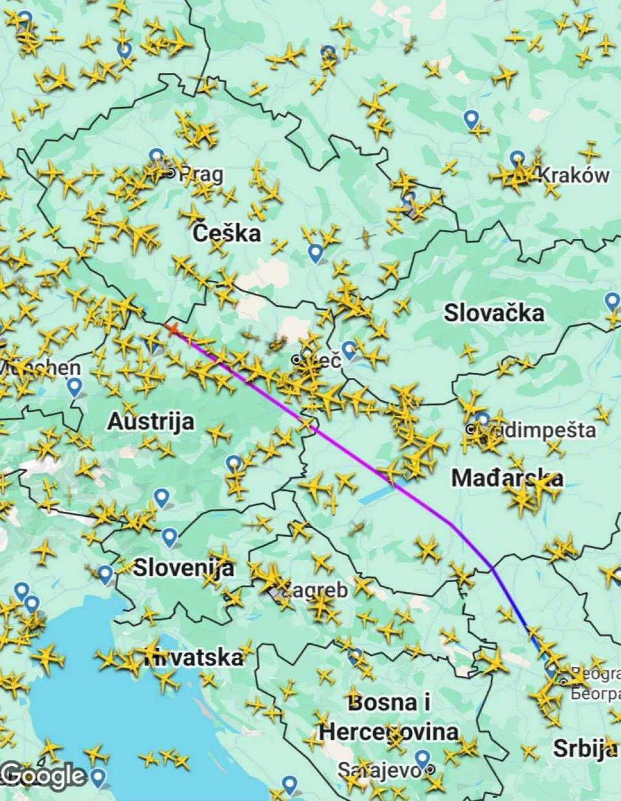 Dodikov let - Posljednji update/Flightradar