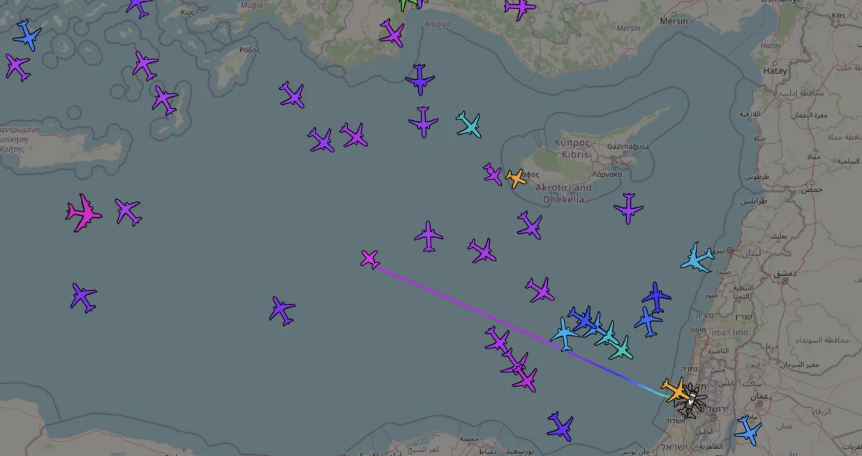 Avion na putu iz Tel Aviva/Adsbexchange