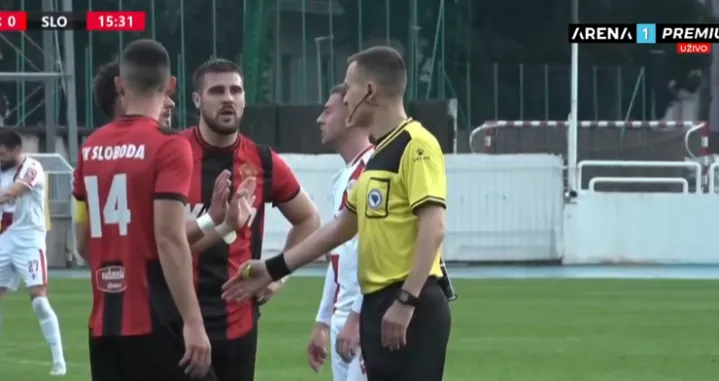 Gedžić dosudio penal za Zrinjski (FOTO: Screenshot/Arena Sport)
