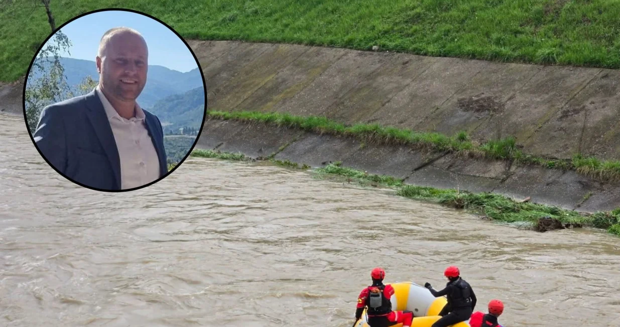 Potraga za policajcem Samirom Mustafićem i bjeguncem u rijeci Jali u Tuzli//