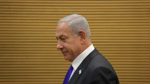 epa10396857 Israeli Prime Minister Benjamin Netanyahu arrives to attend his Likud party faction meeting at the Knesset, the Israeli Parliament in Jerusalem, 09 January 2023. EPA/ABIR SULTAN/Abir Sultan