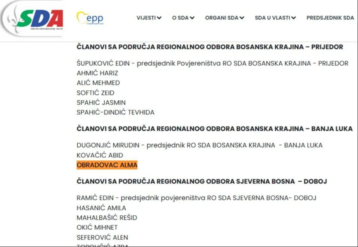 Alma Obradovac, članica GO SDA iz Banje Luke, navodno uhapšena u Banjoj Luci/Facebook