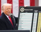 President Donald Trump displays a chart with reciprocal tariffs during a 'Liberation Day' event in the Rose Garden at the White House on April 2, 2025 in Washington, D.C. Today?s tariffs are just the most recent moves that President Trump has taken in this new trade war since returning to the White House less that three months ago. (Photo by Samuel Corum/Sipa USA) Photo: Sipa USA/SIPA USA/Sipa Usa/sipa Usa